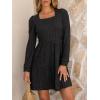 imageANRABESS Womens Long Sleeve Fall Dress 2025 Square Neck Casual Ribbed Knit Comfy Soft Short Sweater Dresses with PocketsBlack