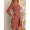 imageANRABESS Womens Long Sleeve Fall Dress 2025 Square Neck Casual Ribbed Knit Comfy Soft Short Sweater Dresses with PocketsBurnt Orange