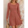 imageANRABESS Womens Long Sleeve Fall Dress 2025 Square Neck Casual Ribbed Knit Comfy Soft Short Sweater Dresses with PocketsBurnt Orange