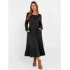 imageANRABESS Womens Long Sleeve Midi Dress 2025 Fall Rib Knit Crew Neck A Line Soft Flowy Swing Dresses with Pocket Casual TrendyBlack