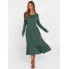imageANRABESS Womens Long Sleeve Midi Dress 2025 Fall Rib Knit Crew Neck A Line Soft Flowy Swing Dresses with Pocket Casual TrendyGreen