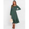 imageANRABESS Womens Long Sleeve Midi Dress 2025 Fall Rib Knit Crew Neck A Line Soft Flowy Swing Dresses with Pocket Casual TrendyGreen