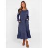 imageANRABESS Womens Long Sleeve Midi Dress 2025 Fall Rib Knit Crew Neck A Line Soft Flowy Swing Dresses with Pocket Casual TrendyNavy Blue