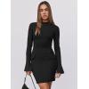 imageANRABESS Womens Long Sleeve Mock Neck Sexy Bodycon Mini Dress Dressy Casual Elegant Formal Party Blazer Dresses with PocketsBlack