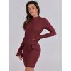 imageANRABESS Womens Long Sleeve Mock Neck Sexy Bodycon Mini Dress Dressy Casual Elegant Formal Party Blazer Dresses with PocketsBurgundy