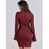 imageANRABESS Womens Long Sleeve Mock Neck Sexy Bodycon Mini Dress Dressy Casual Elegant Formal Party Blazer Dresses with PocketsBurgundy