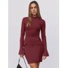 imageANRABESS Womens Long Sleeve Mock Neck Sexy Bodycon Mini Dress Dressy Casual Elegant Formal Party Blazer Dresses with PocketsBurgundy