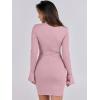 imageANRABESS Womens Long Sleeve Mock Neck Sexy Bodycon Mini Dress Dressy Casual Elegant Formal Party Blazer Dresses with PocketsPink