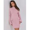 imageANRABESS Womens Long Sleeve Mock Neck Sexy Bodycon Mini Dress Dressy Casual Elegant Formal Party Blazer Dresses with PocketsPink