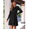 imageANRABESS Womens Long Sleeve Ribbed Knit Short Dress 2025 Fall Casual Crewneck Flowy A Line Mini Sweater Dresses with PocketsBlack