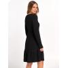 imageANRABESS Womens Long Sleeve Ribbed Knit Short Dress 2025 Fall Casual Crewneck Flowy A Line Mini Sweater Dresses with PocketsBlack