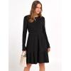 imageANRABESS Womens Long Sleeve Ribbed Knit Short Dress 2025 Fall Casual Crewneck Flowy A Line Mini Sweater Dresses with PocketsBlack