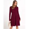 imageANRABESS Womens Long Sleeve Ribbed Knit Short Dress 2025 Fall Casual Crewneck Flowy A Line Mini Sweater Dresses with PocketsBurgundy