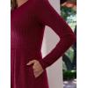 imageANRABESS Womens Long Sleeve Ribbed Knit Short Dress 2025 Fall Casual Crewneck Flowy A Line Mini Sweater Dresses with PocketsBurgundy