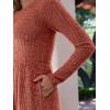imageANRABESS Womens Long Sleeve Ribbed Knit Short Dress 2025 Fall Casual Crewneck Flowy A Line Mini Sweater Dresses with PocketsBurnt Orange