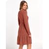 imageANRABESS Womens Long Sleeve Ribbed Knit Short Dress 2025 Fall Casual Crewneck Flowy A Line Mini Sweater Dresses with PocketsBurnt Orange