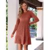 imageANRABESS Womens Long Sleeve Ribbed Knit Short Dress 2025 Fall Casual Crewneck Flowy A Line Mini Sweater Dresses with PocketsBurnt Orange