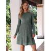 imageANRABESS Womens Long Sleeve Ribbed Knit Short Dress 2025 Fall Casual Crewneck Flowy A Line Mini Sweater Dresses with PocketsGray Green