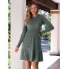 imageANRABESS Womens Long Sleeve Ribbed Knit Short Dress 2025 Fall Casual Crewneck Flowy A Line Mini Sweater Dresses with PocketsGray Green