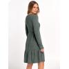 imageANRABESS Womens Long Sleeve Ribbed Knit Short Dress 2025 Fall Casual Crewneck Flowy A Line Mini Sweater Dresses with PocketsGray Green