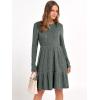 imageANRABESS Womens Long Sleeve Ribbed Knit Short Dress 2025 Fall Casual Crewneck Flowy A Line Mini Sweater Dresses with PocketsGray Green