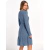 imageANRABESS Womens Long Sleeve Ribbed Knit Short Dress 2025 Fall Casual Crewneck Flowy A Line Mini Sweater Dresses with PocketsGrey Blue
