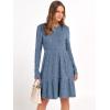 imageANRABESS Womens Long Sleeve Ribbed Knit Short Dress 2025 Fall Casual Crewneck Flowy A Line Mini Sweater Dresses with PocketsGrey Blue