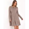 imageANRABESS Womens Long Sleeve Ribbed Knit Short Dress 2025 Fall Casual Crewneck Flowy A Line Mini Sweater Dresses with PocketsKhaki
