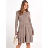 imageANRABESS Womens Long Sleeve Ribbed Knit Short Dress 2025 Fall Casual Crewneck Flowy A Line Mini Sweater Dresses with PocketsKhaki