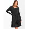 imageANRABESS Womens Long Sleeve Ribbed Short Dresses 2025 Fall Knit A Line Flowy Tiered Casual Mini Sweater Dress with PocketsBlack