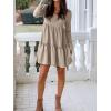 imageANRABESS Womens Long Sleeve Ribbed Short Dresses 2025 Fall Knit A Line Flowy Tiered Casual Mini Sweater Dress with PocketsTan