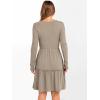 imageANRABESS Womens Long Sleeve Ribbed Short Dresses 2025 Fall Knit A Line Flowy Tiered Casual Mini Sweater Dress with PocketsTan