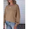 imageANRABESS Womens Long Sleeve Shirts Crewneck Oversized Tops Casual 2025 Fall Trendy TShirts Tee Blouse with Pockets ClothesBrown