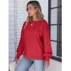 imageANRABESS Womens Long Sleeve Shirts Crewneck Oversized Tops Casual 2025 Fall Trendy TShirts Tee Blouse with Pockets ClothesRed
