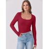 imageANRABESS Womens Long Sleeve Tops Scoop Neck Rib Knit Shirts Slim Fitted Basic Tee Teen Girl 2025 Fall Outfits Trendy ClothesRed