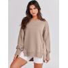 imageANRABESS Womens Oversized Sweatshirts Crew Neck Long Sleeve Shirts Casual Loose Slit 2025 Fall Outfits Y2K Teen Girls ClothesKhaki