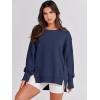 imageANRABESS Womens Oversized Sweatshirts Crew Neck Long Sleeve Shirts Casual Loose Slit 2025 Fall Outfits Y2K Teen Girls ClothesNavy Blue
