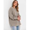 imageANRABESS Womens Oversized Sweatshirts Crewneck Corduroy Side Slit Pullover Sweaters 2025 Fall Long Sleeve Tunic Tops OutfitsKhaki