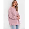 imageANRABESS Womens Oversized Sweatshirts Crewneck Corduroy Side Slit Pullover Sweaters 2025 Fall Long Sleeve Tunic Tops OutfitsPink