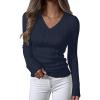 imageANRABESS Womens Long Sleeve Cable Knit Sweater 2025 Fall Fashion V Neck Fitted Pullover Top Business Casual Work Fall OutfitsNavy Blue