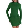 imageANRABESS Womens Long Sleeve Mock Neck Sexy Bodycon Mini Dress Dressy Casual Elegant Formal Party Blazer Dresses with PocketsForest