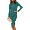 imageANRABESS Womens Long Sleeve Mock Neck Slim Fit Ribbed Bodycon Knit Slit Cocktail Sweater Midi Dress 2025 Trendy Fall OutfitsGreen Blue