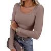 imageANRABESS Womens Long Sleeve Tops Scoop Neck Rib Knit Shirts Slim Fitted Basic Tee Teen Girl 2025 Fall Outfits Trendy ClothesDeep Brown