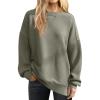 imageANRABESS Womens Oversized Sweatshirts Crewneck Corduroy Side Slit Pullover Sweaters 2025 Fall Long Sleeve Tunic Tops OutfitsAmry Green