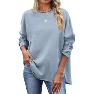 imageANRABESS 2025 Fall Fashion Sweatshirt for Women Raw Edges Long Sleeve Shirts Crewneck Loose Fit Curve Hem Pullover TopsLight Blue