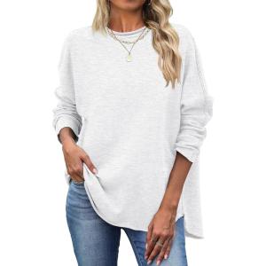 imageANRABESS 2025 Fall Fashion Sweatshirt for Women Raw Edges Long Sleeve Shirts Crewneck Loose Fit Curve Hem Pullover TopsLight Grey