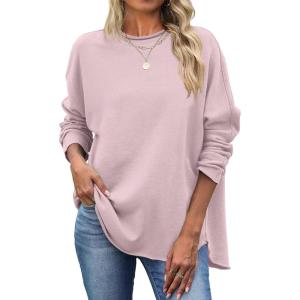imageANRABESS 2025 Fall Fashion Sweatshirt for Women Raw Edges Long Sleeve Shirts Crewneck Loose Fit Curve Hem Pullover TopsPink
