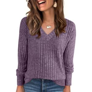 imageANRABESS Long Sleeve Shirts for Women V Neck Casual Fall Tops Loose Fit Lightweight Sweaters Tunic Fashion 2025 ClothesPurple