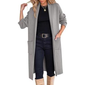 imageANRABESS Womens Cardigan Long Sweater Oversized Open Front Knit Coatigan Duster Coat 2025 Trendy Fall Outfits OuterwearGray