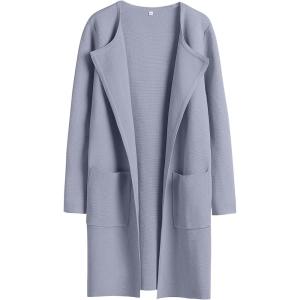 imageANRABESS Womens Cardigan Sweater Open Front Knit Long Coatigan Dressy Casual Jacket Coat 2025 Fall Outfits Classy ClothesGray Blue